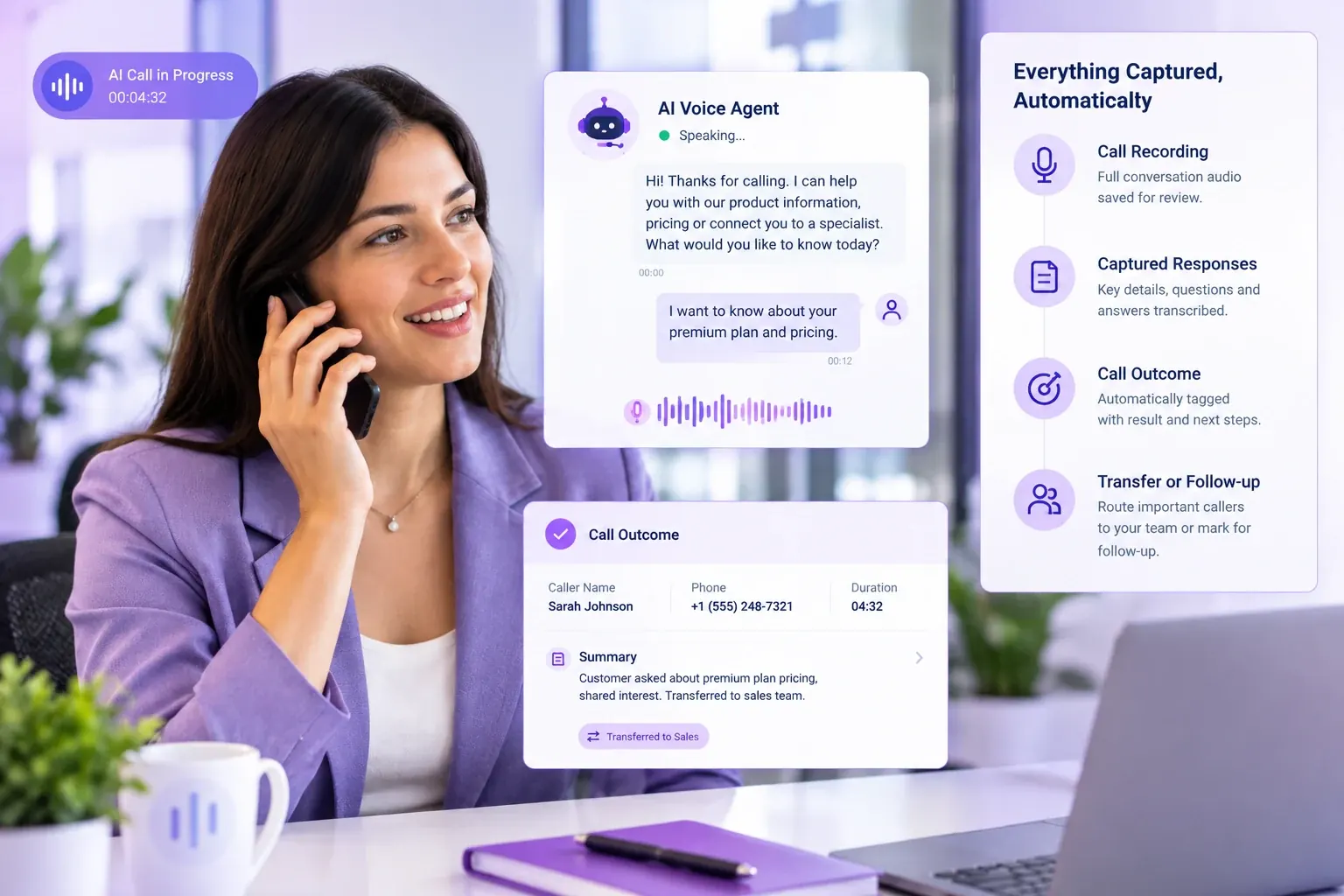 Inbound call reports and live handoff to the team
